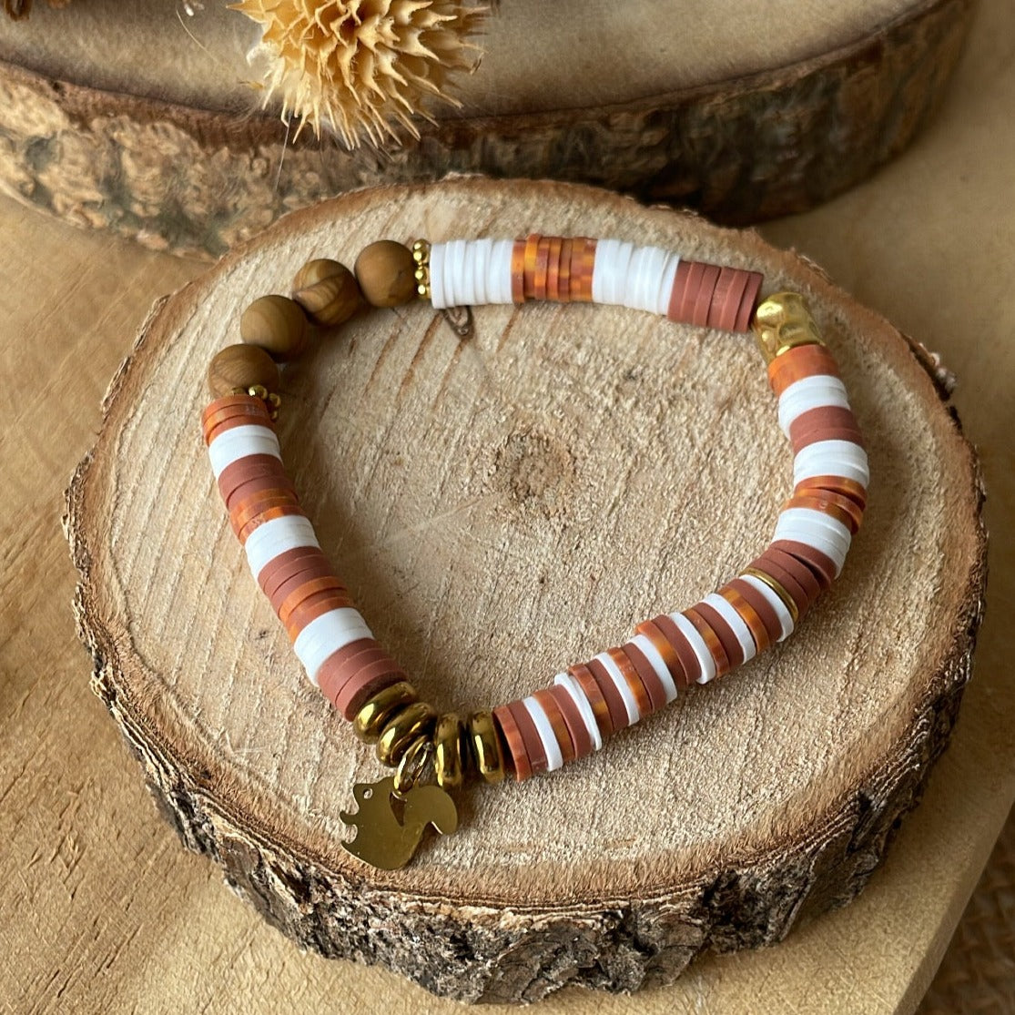 Bracelet automne personnalisé en perle heishi
