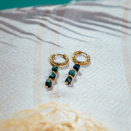 Boucles d'oreilles cube bleu coloré