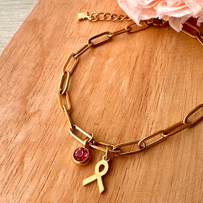 Bracelet chaine octobre rose