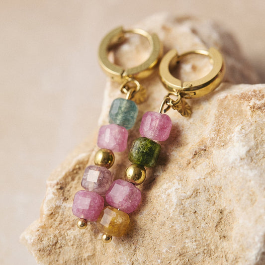 Boucles d'oreilles cube coloré